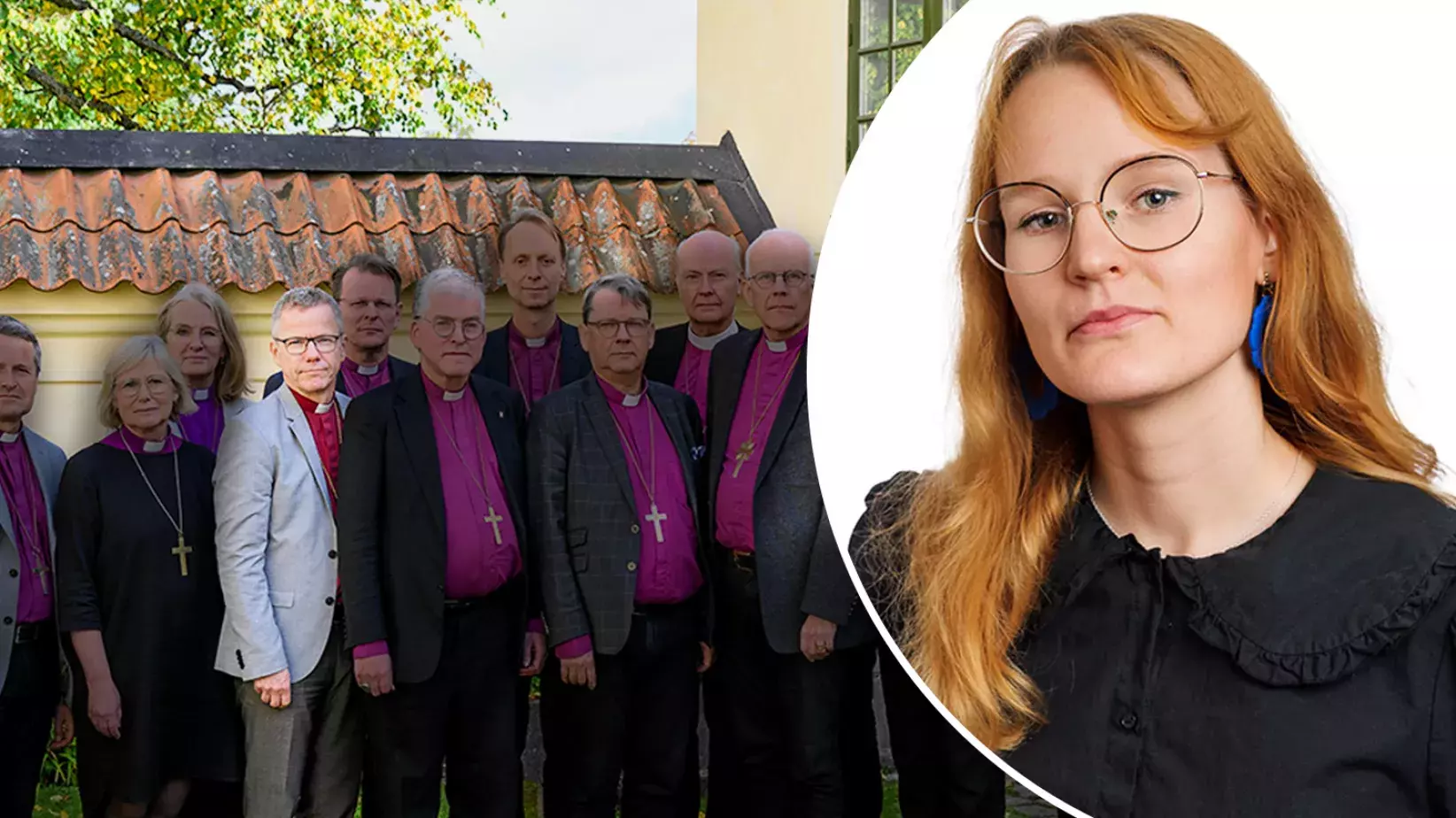 Andreas Holmberg och biskopar på bild. Porträtt på Fanny Willman